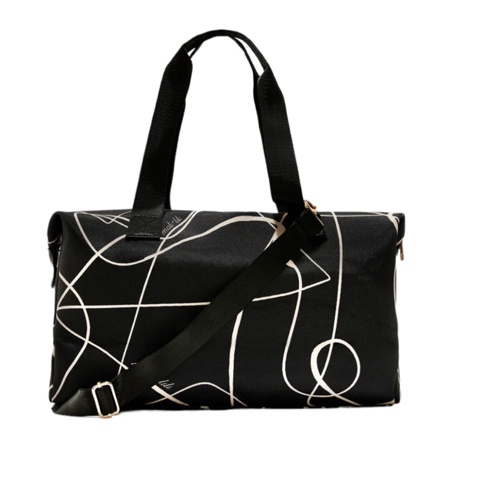 Mali + Lili Signature Abstract Print Weekender Bag Black With Abstract Design